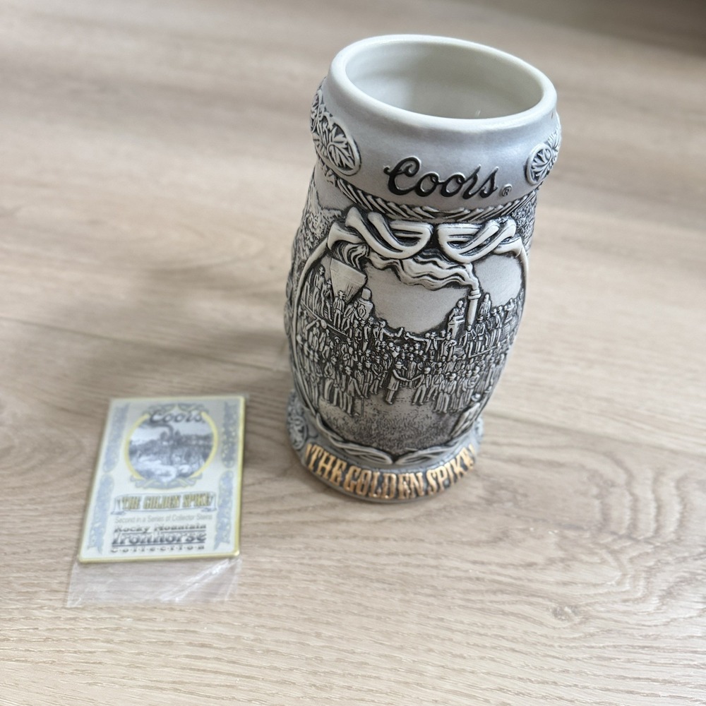 Coors Golden Spike Beer Stein 2001 Rocky Mountain Ironhorse #15035 w/ COA